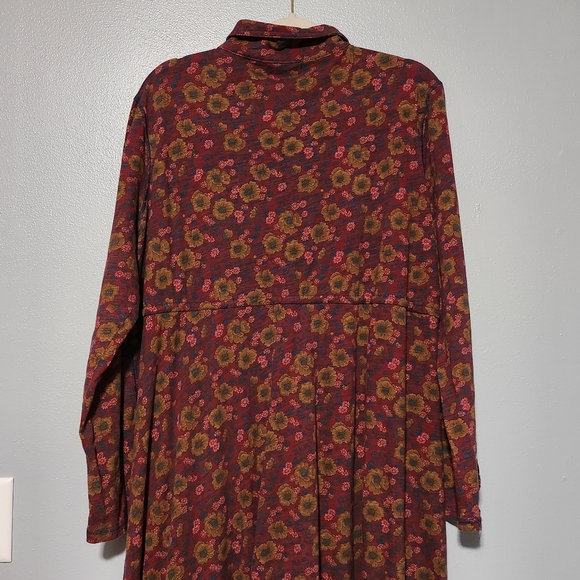 NATURAL LIFE Christa Knit Maxi Dress Womens XL Cranberry Floral Boho 100% Cotton - Picture 9 of 11